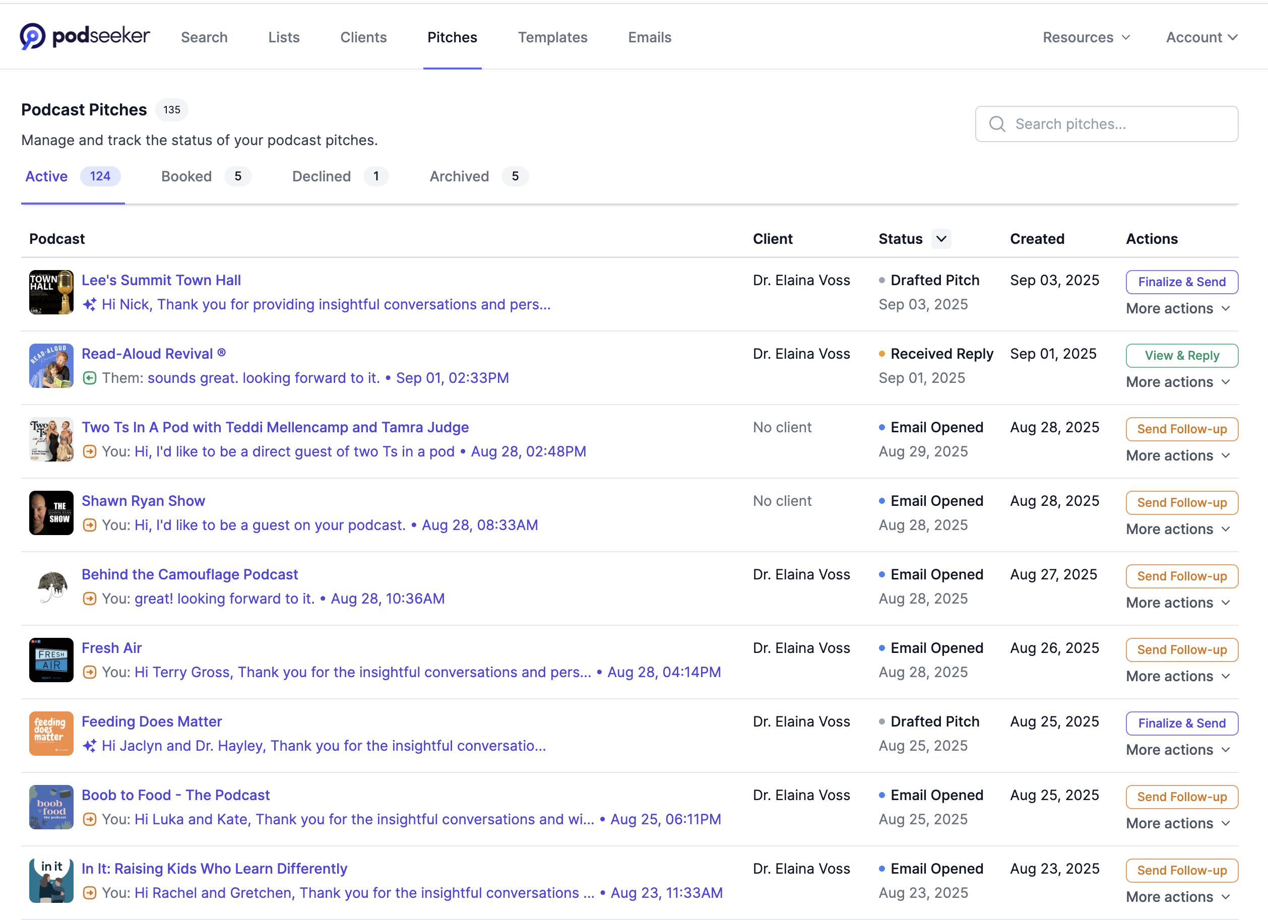 Podseeker pitches interface